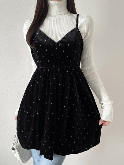 FRIFUL Women's Elegant Polka Dot Print Camisole, Autumn/Winter