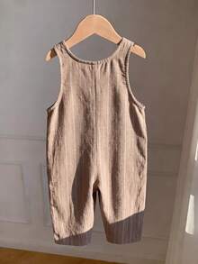 SHEIN 新生女嬰可愛休閒夏季度假粉色草莓圖案細肩帶連身褲 - 彩色 - 查看 2