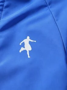 SHEIN Mirajuku 2件組男孩休閒長袖拉鍊夾克與短褲套裝，精緻運動印花，舒適寬鬆版型，適合日常穿著、上學、外出與運動 - 藍色 - 查看 6