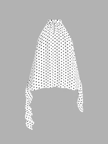 Sweetra Plus Size Halter Neck Polka Dot Sleeveless Flared Blouse - White - View 2