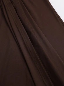 Sweetra Women's Slim Fit Long Sleeve Collared Metal Button Long Dress, Elegant Sexy Style Dinner Party Dark Brown Fall - Dark Brown - View 6