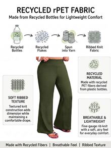Enliva Plus Size Women's Solid Color Casual Versatile Everyday Long Pants - Army Green - View 8
