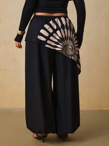Travachic Celana Panjang Wanita Ukuran Besar Model Lentera Hitam, Celana Panjang 2 In 1 Motif Kerang, Celana Balon Modis - Hitam - View 2