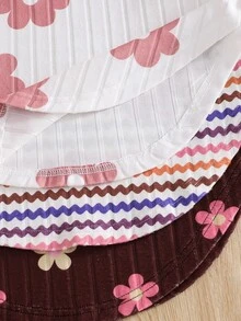 SHEIN 青少年女孩彩色花卉印花長袖T恤與長褲套裝，四季舒適穿著 - 彩色 - 查看 7