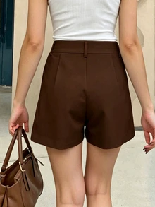 Vaclyn 女款休閒舒適優雅套裝短褲 - 棕色 - 查看 2