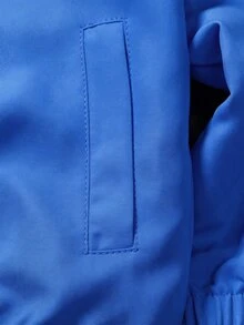 SHEIN Mirajuku 2件組男孩休閒長袖拉鍊夾克與短褲套裝，精緻運動印花，舒適寬鬆版型，適合日常穿著、上學、外出與運動 - 藍色 - 查看 4