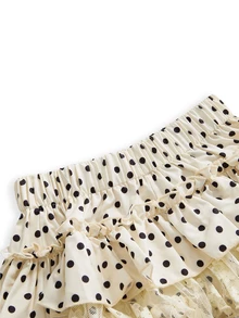 ROMWE Kawaii Women's Polka Dot Pattern Multi-Layer Ruffle Fashion Skorts - Yellow - View 3
