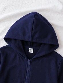 Tween Girl Autumn/Winter New Kids Light Gray Zip-Up Knit Sweatshirt - Blue - View 4