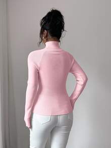 SHEIN Raffinéa Y2K Elegant Outdoor Knitted Pullover Sweater For Travel, Commute, Holiday And Daily Wear - Pink - View 2