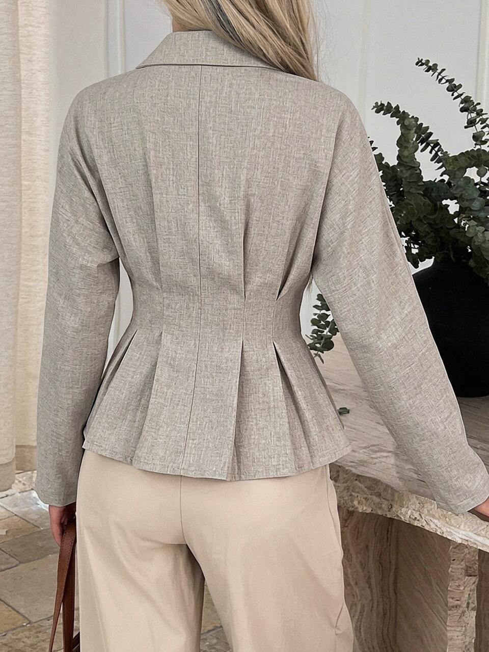 Women's Elegant Collared Waist-Cinching Blouse For Commuting, Office, Summer Vacation, Spring And Summer