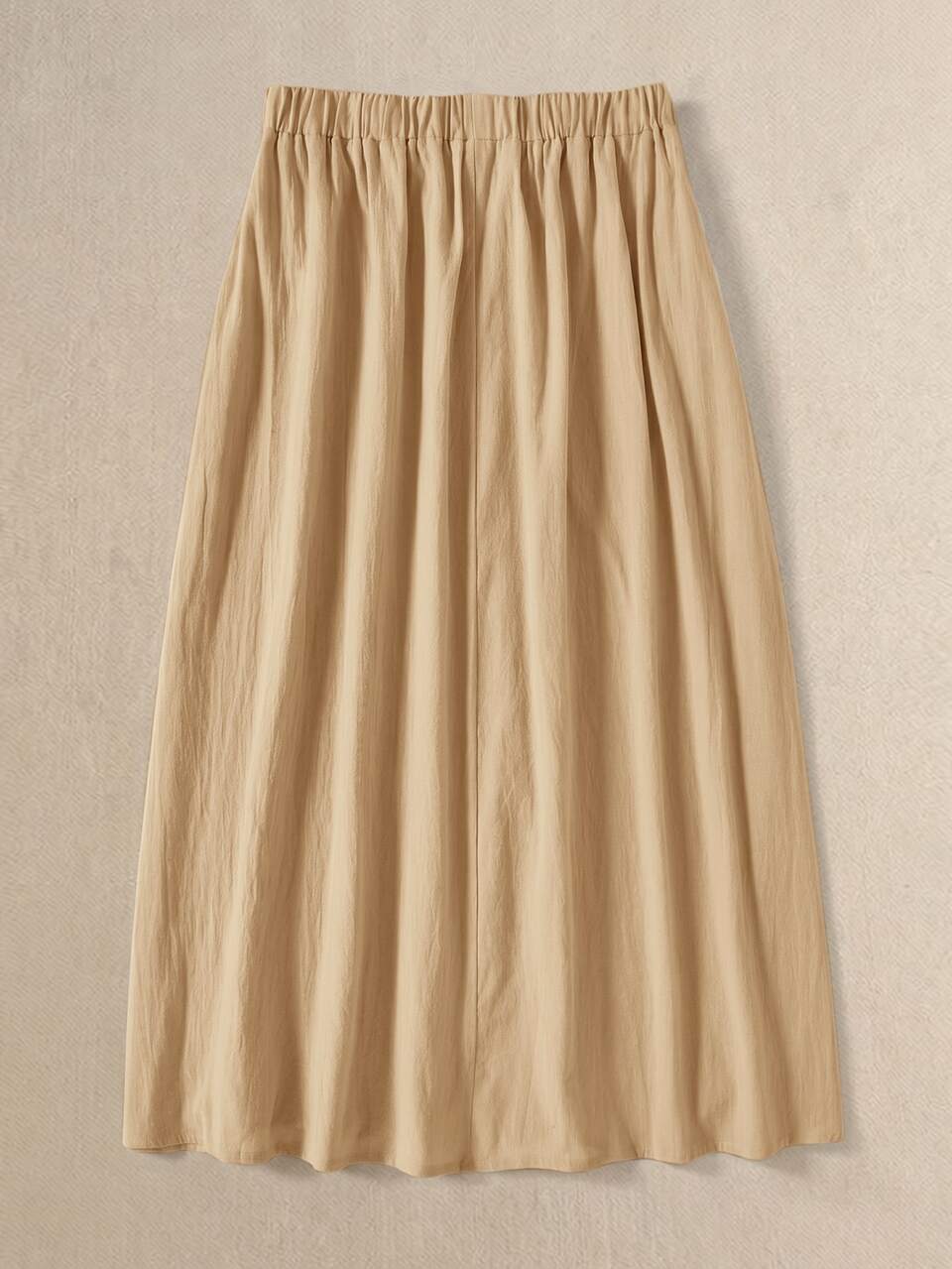 Plus Size Minimalist Button Pocket Skirt, Elegant Business Style