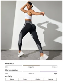 Easithlete Easithlete 女款高腰修身條紋撞色運動緊身褲 - 白色 - 查看 5