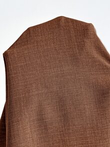 SHEIN Maternity Solid Color Rolled Sleeve Shirt And Pants Casual 2 Pieces Set Fall - Brown - View 8