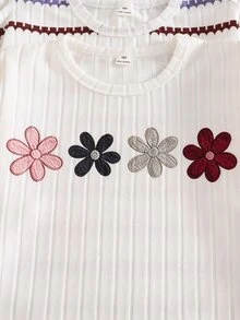 SHEIN 青少年女孩秋季休閒長袖T恤與修身長褲套裝 - 彩色 - 查看 8