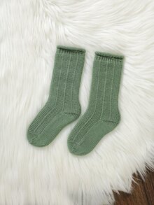 SHEIN Vintaside Kids 男嬰純色鈕扣設計針織連身衣 - 墨綠色 - 查看 4
