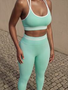 Rovax Set Olahraga Wanita Terdiri dari Camisole Pendek dan Legging - Hijau - View 6