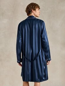 EverLounge 2pcs Satin Comfortable Minimalist Pajama Robe And Shorts Set For Men - Black - View 3