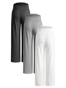 Modmama Maternity Solid Color Adjustable Waist Wide Leg Loose Long Pants - Multicolor - View 2