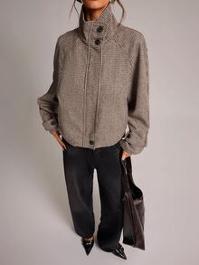 SHEIN BAE 女款秋季時尚格紋夾克 - 彩色 - 查看 6