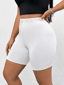 SHEIN Essnce 3件組大尺碼極簡休閒修身內搭短褲 - 彩色 - 查看 3