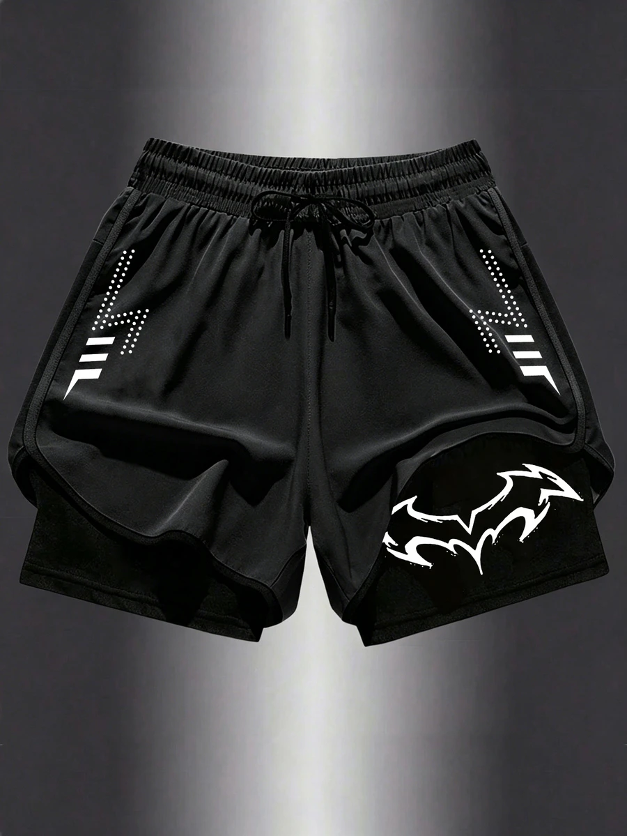 Gym Rark Men's Drawstring Waist Casual Versatile Daily Travel Sports Shorts - Black - View 1