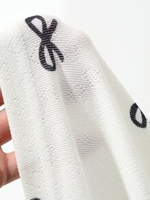 Livesso 2件組女款蝴蝶結圖案修身無袖背心上衣與短款睡褲家居服套裝 秋季 - 白色 - 查看 7