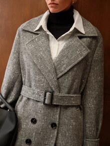 MOTF PREMIUM WOMEN'S DOUBLE-BREASTED NOTCHED LAPEL OVERCOAT - Coffee Brown - View 4