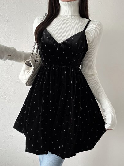 FRIFUL Camisole élégante à imprimé pois pour femmes, automne/hiver