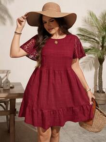 SHEIN LUNE Plus Size Dresses - Burgundy - View 6
