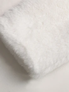 SHEIN Tween Girl Winter Elegant Solid White Fleece Thick Waist Ruffle Hem Front Open Coat - White - View 8