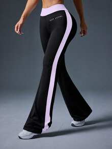 Eassivo Eassivo Women's Colorblock Patchwork Flare Leg Sports Pants - Multicolor - View 5