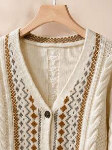 Rusticease Women's Autumn/Winter Casual Geometric Pattern Cardigan - Multicolor - View 4