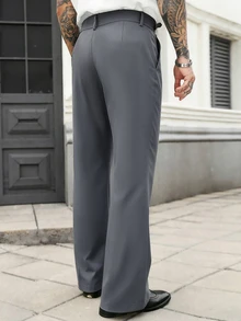 Manfinity Homme Men's Black Flared Fashion Casual Pants - Grey - View 2