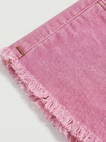 SHEIN 女嬰休閒水洗喇叭牛仔褲 - 粉色 - 查看 4