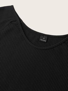 SHEIN BASICS 休閒極簡風女款雪花棉質插肩袖長袖T恤，適合街頭穿搭，時尚優雅，羅紋針織紋理 - 彩色 - 查看 5