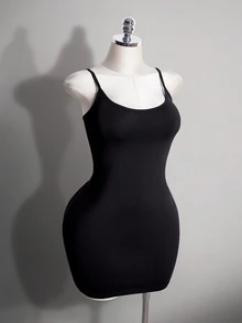 SHEIN ICON Plus Size Y2K Stand Collar Mesh Sheer Flare Sleeve Dress 2 Pieces Set, Halloween Gothic Vintage 2 Pieces Set Fall - Black - View 8