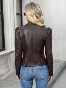 EMERY ROSE Women's Autumn Fashion Vintage Jacket - Brown - View 2
