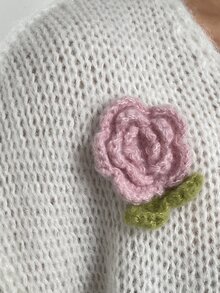 Livesso Women's Sweet Sequin 3D Flower Decor Knitted Cardigan Fall - White - View 8