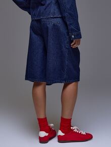 MUSERA Celana Pendek Jeans Panjang Warna Gelap dengan Detail Jahitan, Cocok untuk Musim Dingin dan Gugur, Kasual Sehari-hari, untuk Jalan-jalan di Akhir Pekan. - Navy Blue - View 4
