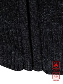 Manfinity Homme 男士絎縫立領長袖休閒針織開襟衫 - 黑色 - 查看 5
