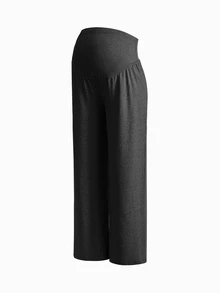 Modmama Maternity Solid Color Adjustable Waist Wide Leg Loose Long Pants - Multicolor - View 5