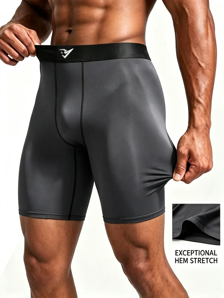Coreblaze Men's Slim Fit Sports Shorts Base Layer - Grey - View 1