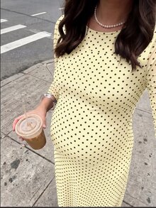 MaterniWear 孕婦波點休閒日常夏季旅行洋裝 - 黃色 - 查看 2