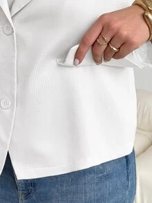 Shapeblank Plus Size Minimalist Versatile Button Blazer Business - White - View 7