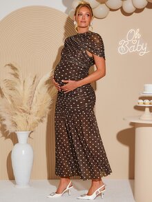 Loomaby 優雅波點印花孕婦夏季洋裝 - 彩色 - 查看 7