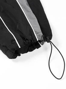 Manfinity Denimwave Men's Casual Letter Print Drawstring Waist Sports Long Pants - Black - View 8