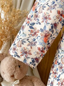 SHEIN Vintaside Kids 女嬰咖啡棕色毛絨內裡連帽卡其色長袖秋冬時尚百搭外套 - 棕色 - 查看 7