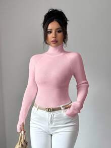 SHEIN Raffinéa Y2K Elegant Outdoor Knitted Pullover Sweater For Travel, Commute, Holiday And Daily Wear - Pink - View 6