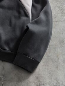 AXEPEAK 男士休閒度假學院風運動拼接撞色帥氣百搭保暖連帽衛衣 - 深灰色 - 查看 4