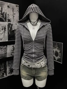 SHEIN Unity 女款休閒條紋連帽衛衣 - 彩色 - 查看 6